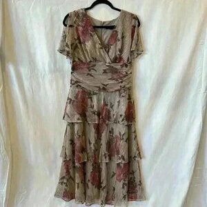 Ignite Evenings Womens Short Floral Midi Dress V-Neck Size 10‎